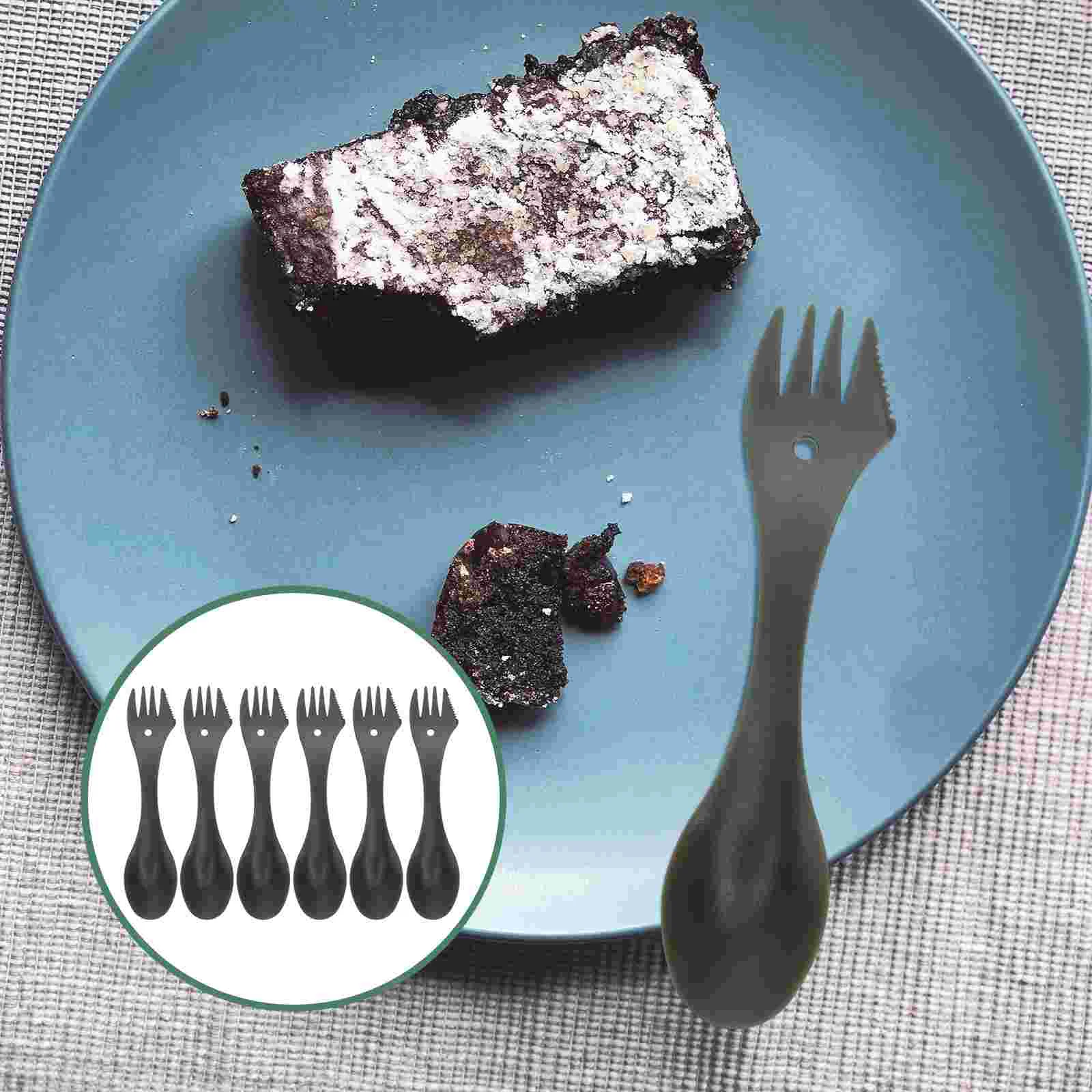 

6 Pcs Portable Practical Fork Spoon 3-in-1 Tableware for Camping Picnic