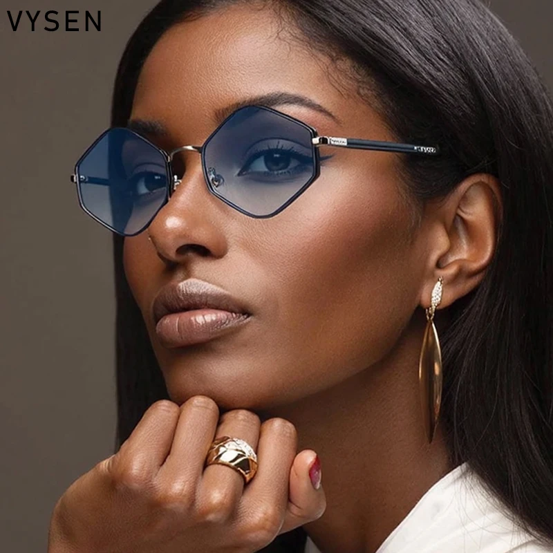 Винтажные многоугольные солнцезащитные очки в металлической оправе стиле панк