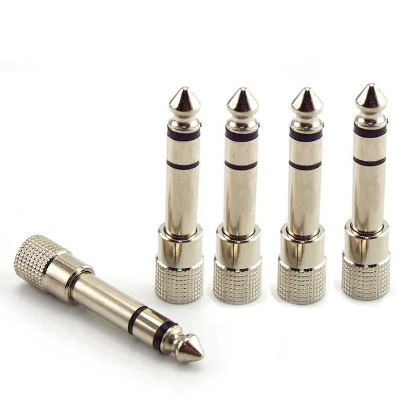 

5pcs 6.3mm 1/4" Male Plug to 3.5mm 1/8" Female Jack Stereo Headphone Audio Adapter Home Connectors Adapter Microphone
