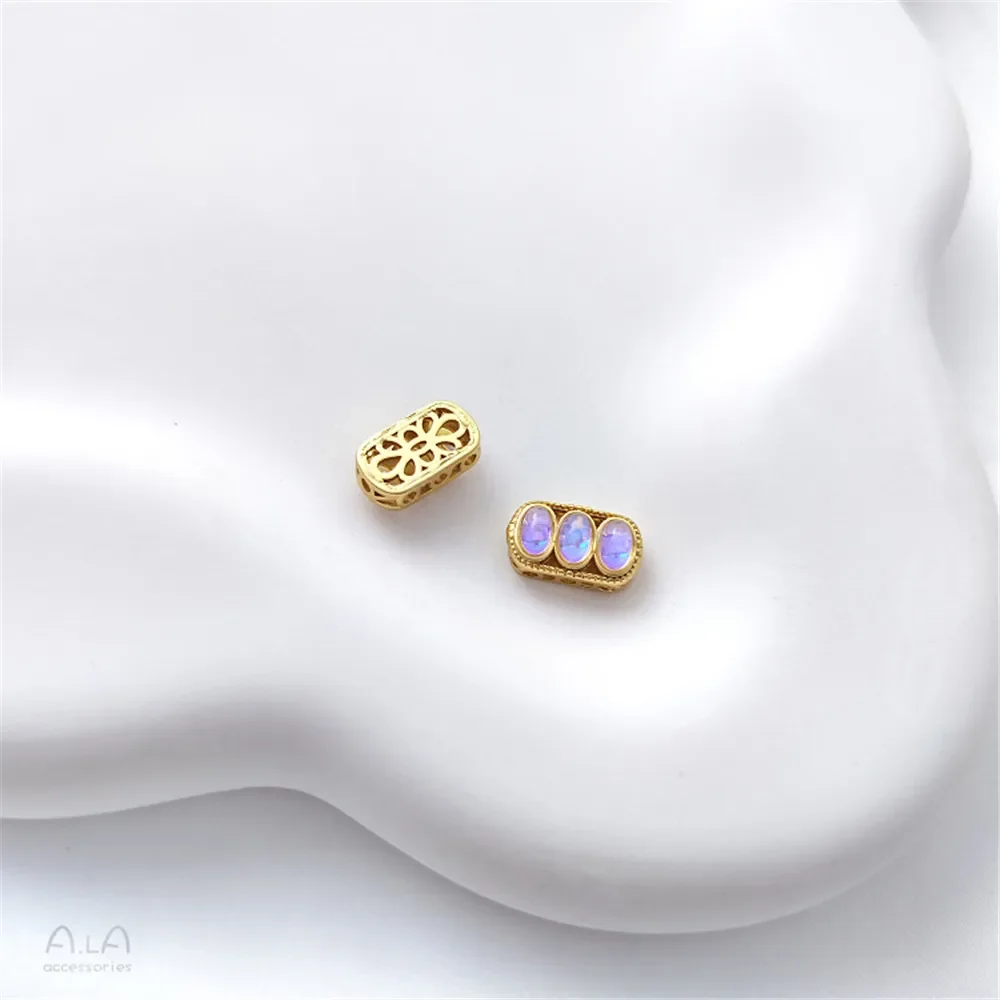 Матовое золото инкрустированный имитацией лунного камня круглая перегородка