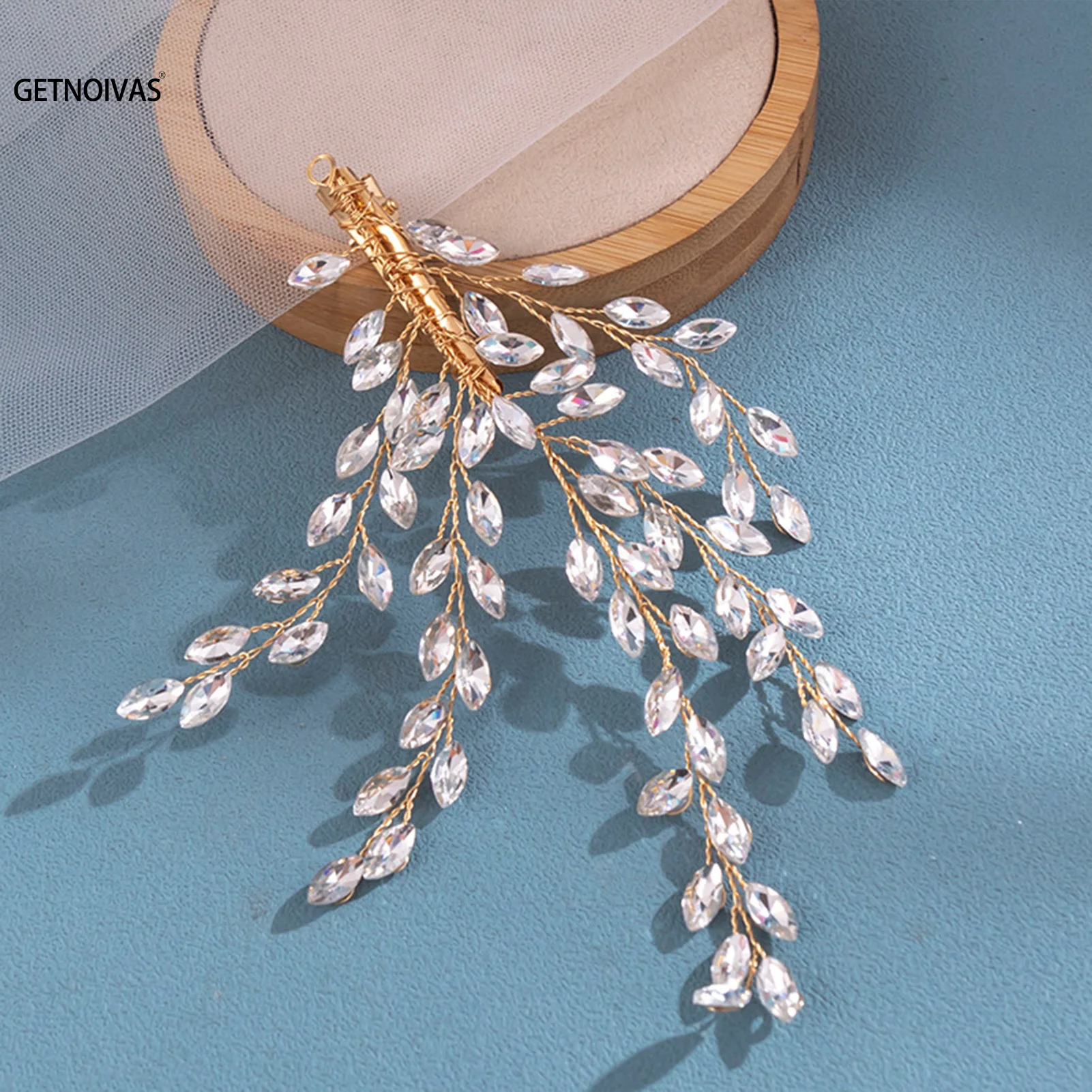 

Rhinestone Leaf Hair Clips for Women Bridal Wedding Hair Accessories Handmade Hairpins Party Jewelry Bride Headpiece Gift