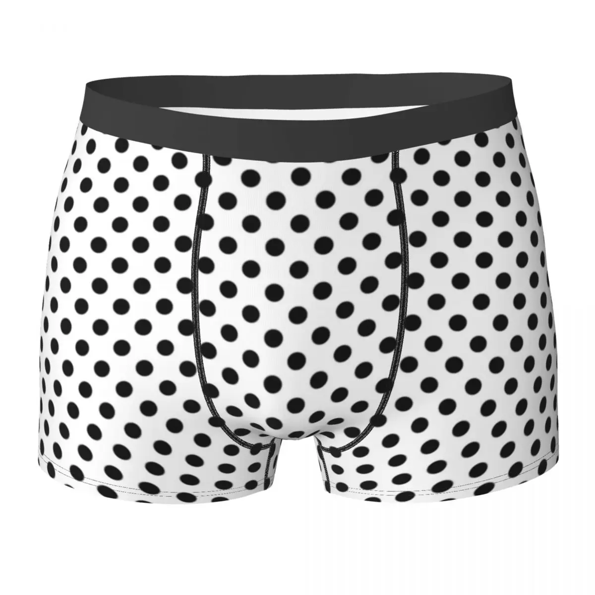 

80S Style Design Underwear Black Polka Dots Men's Underpants Printing Funny Boxer Shorts Hot Shorts Briefs Plus Size 2XL