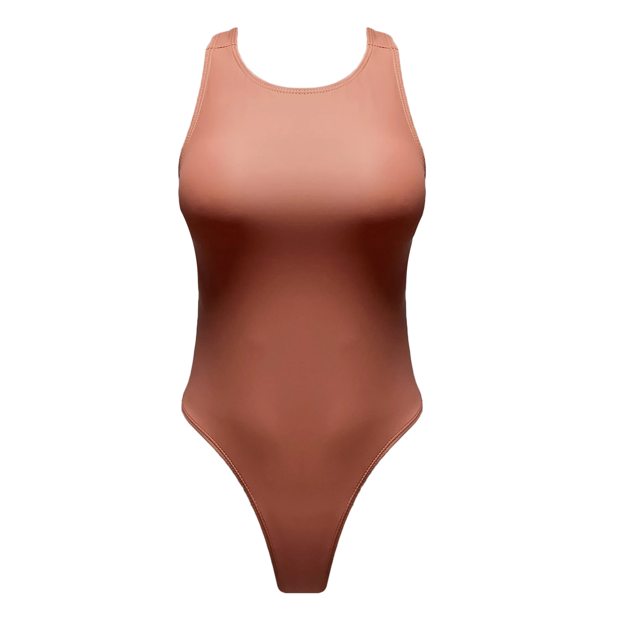 XCKNY one piece T-shaped swimsuit Pu texture black swimsuit matte color swimsuit sexy tight swimsuit beach swimsuit