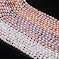 lvqiqi natural freshwater pearl bead quality rice shape punch loose beads for diy elegant necklace bracelet jewelry making 6 7mm