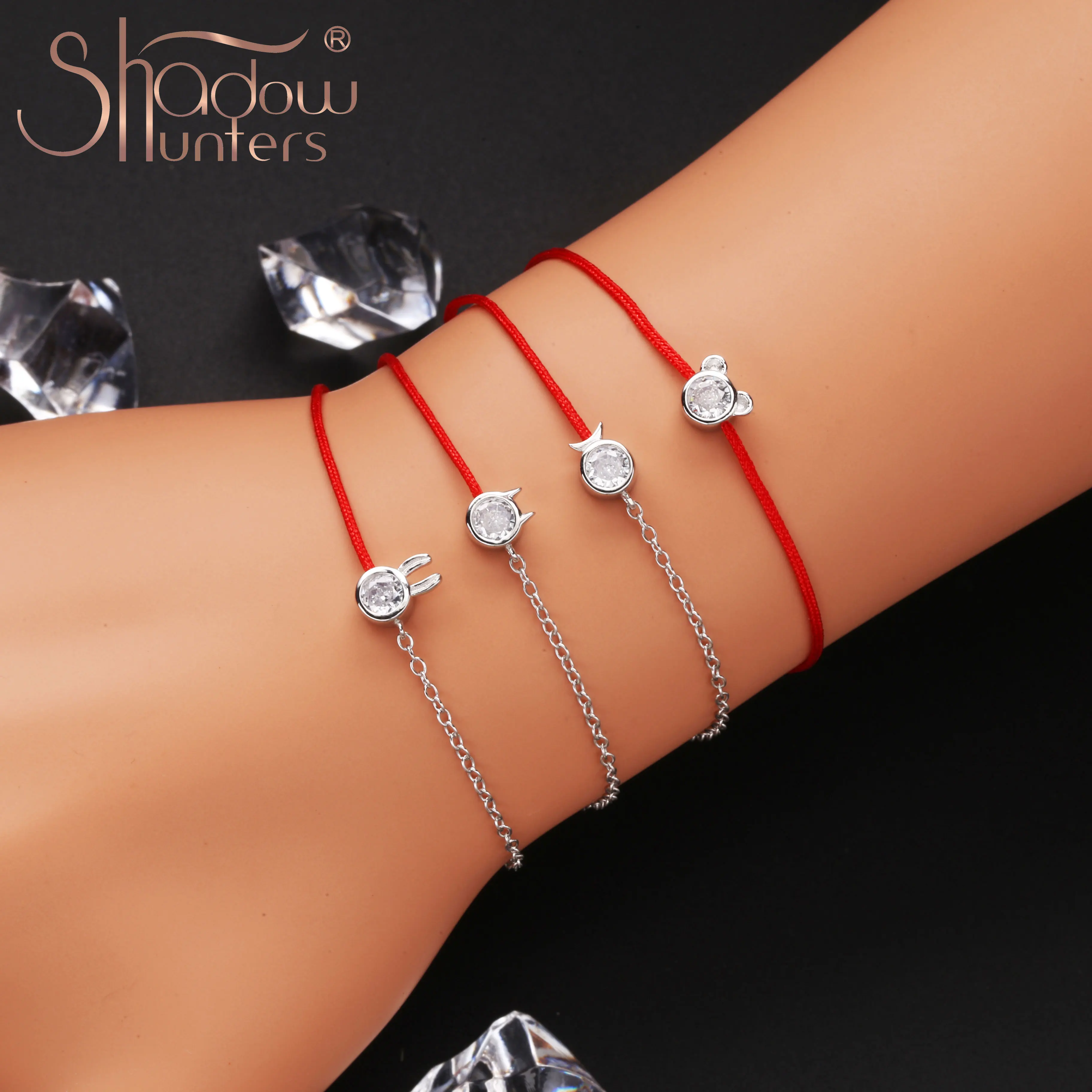 

Shadowhunters 925 Sterling Silver Small Cz Bracelet Adjustable Half Red Wire Half Silver Chain Bracelet For Women Christmas Gift