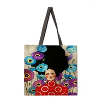 designer handbag linen reusable shopping bag for grocery womens shoulder bag