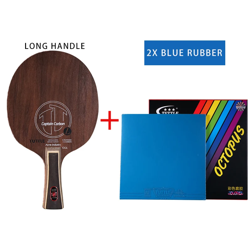 1Set Table Tennis Racket Acc 7Ply Ping Pong Paddle  Pimples In Internal Energy Carbon Fiber Short Long Handle 1xBlade 2xRubbers
