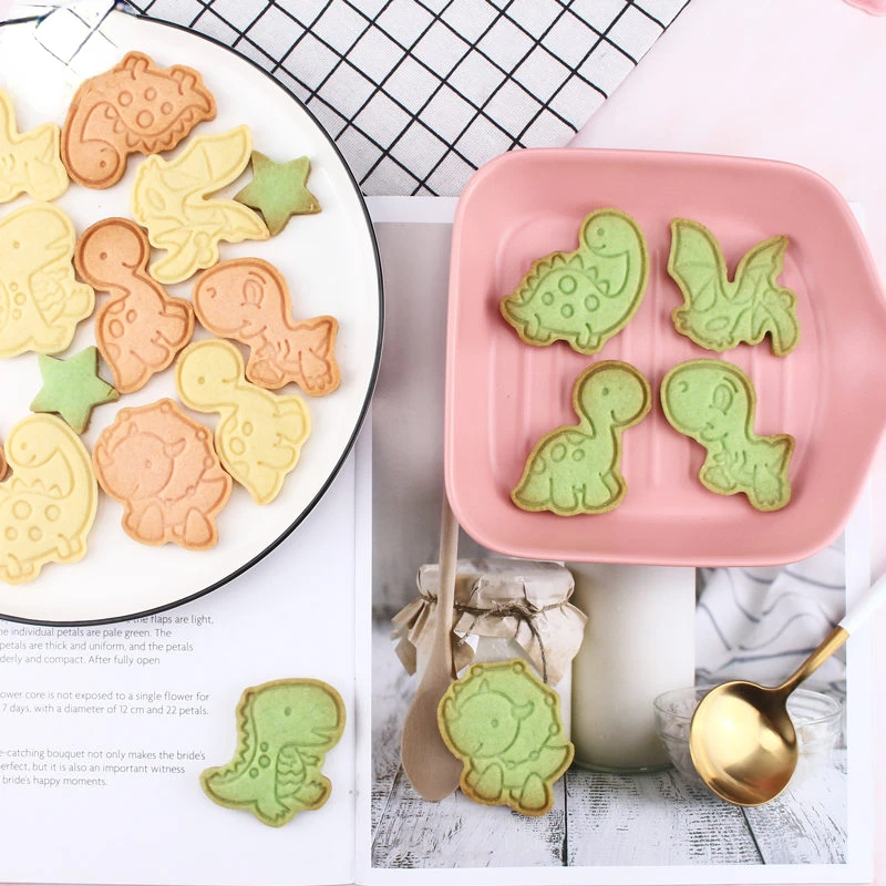 

Dinosaur biscuit mold plastic 3D three-dimensional cartoon baking household cute press type icing sugar flip Cookie Mold
