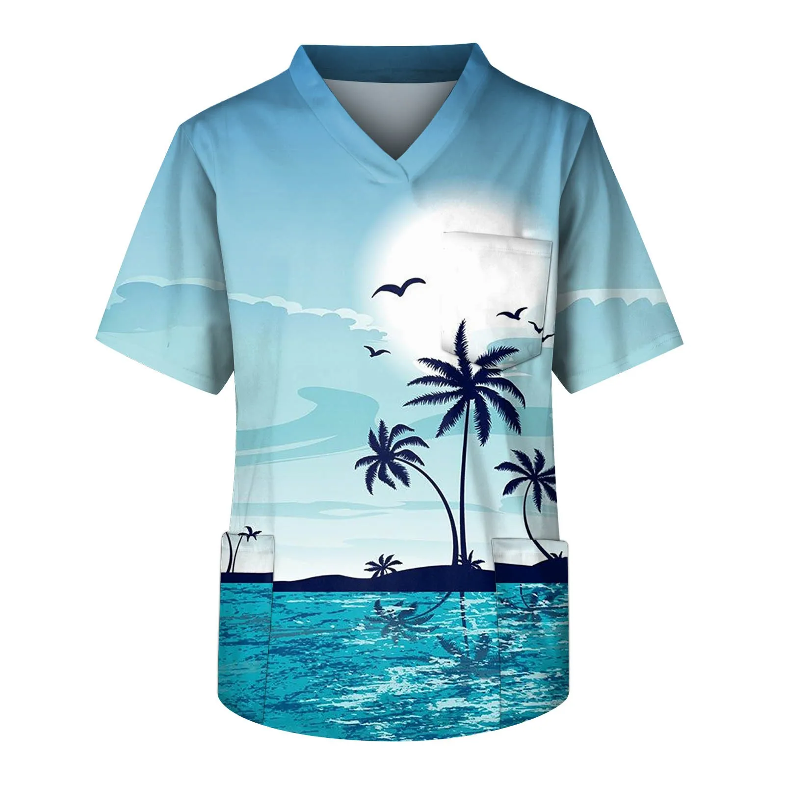 Мужской Камуфляжный Топ С Коротким Рукавом И V-образным Вырезом Медицинская