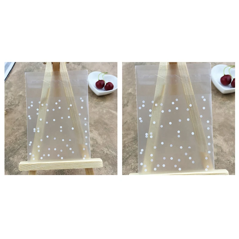 

200 шт., матовые пластиковые пакеты в горошек