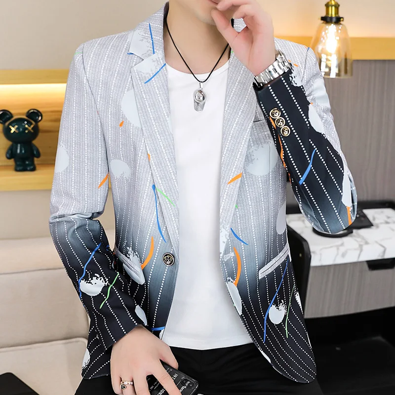 

2023Boutique fashion and handsome autumn new men's small suit set Korean version slim hair stylist social guy coat male jacket