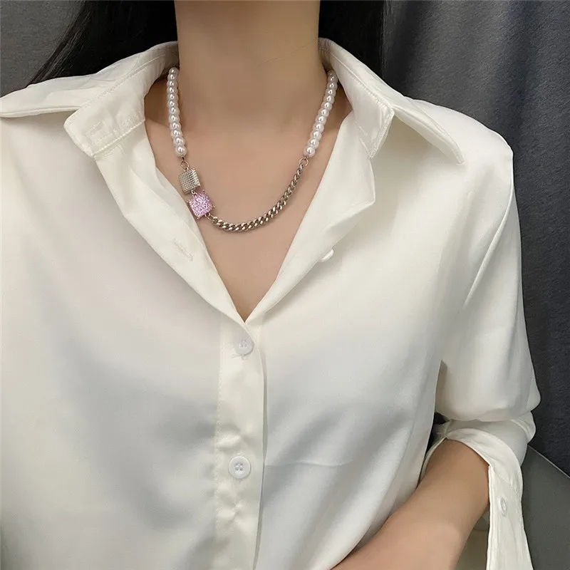 

Titanium Steel Light Luxury Geometric Zircon Pendant Necklace Women Sweet and Elegant Party Gift Jewelry