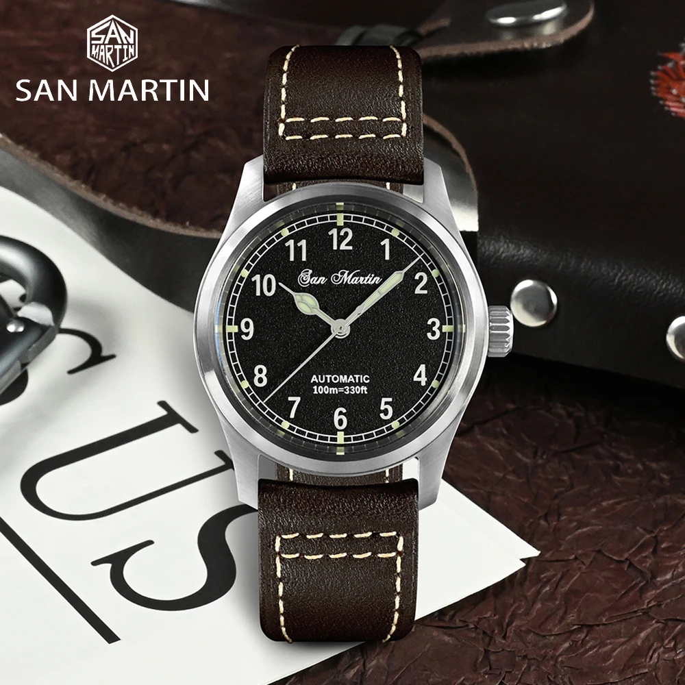 

San Martin Men Automatic Watch Pilot Sport Male Mechanical Wristwatch Military Sapphire 200m Waterproof C3 Luminous Miyota 8215