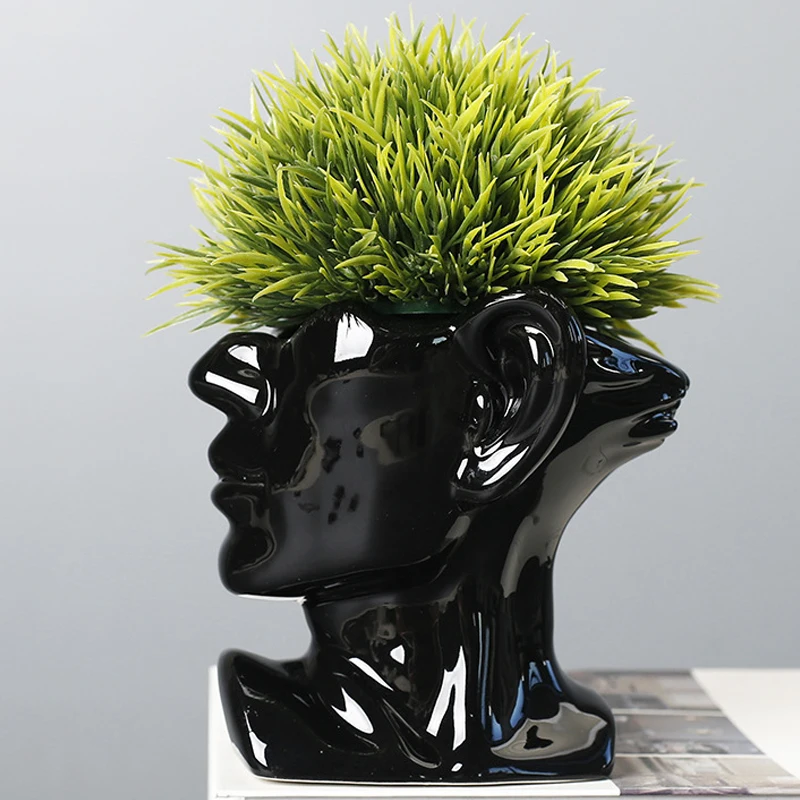 

Nordic Style Flower Vase Man Woman Body Half Face Flower Pot Vase Ceramic Art Crafts Bedroom Living Room Desktop Decoration