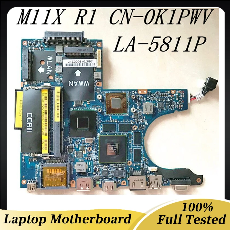 

CN-0K1PWV 0K1PWV K1PWV Mainboard For DELL M11X R1 M11X Laptop Motherboard NAP00 LA-5811P SU7300 CPU GT335M DDR3 100% Full Tested