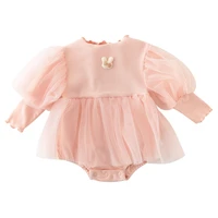 2022 spring new korean style baby girl princess style puff sleeve skirt long sleeve romper bag fart clothes baby girls clothes