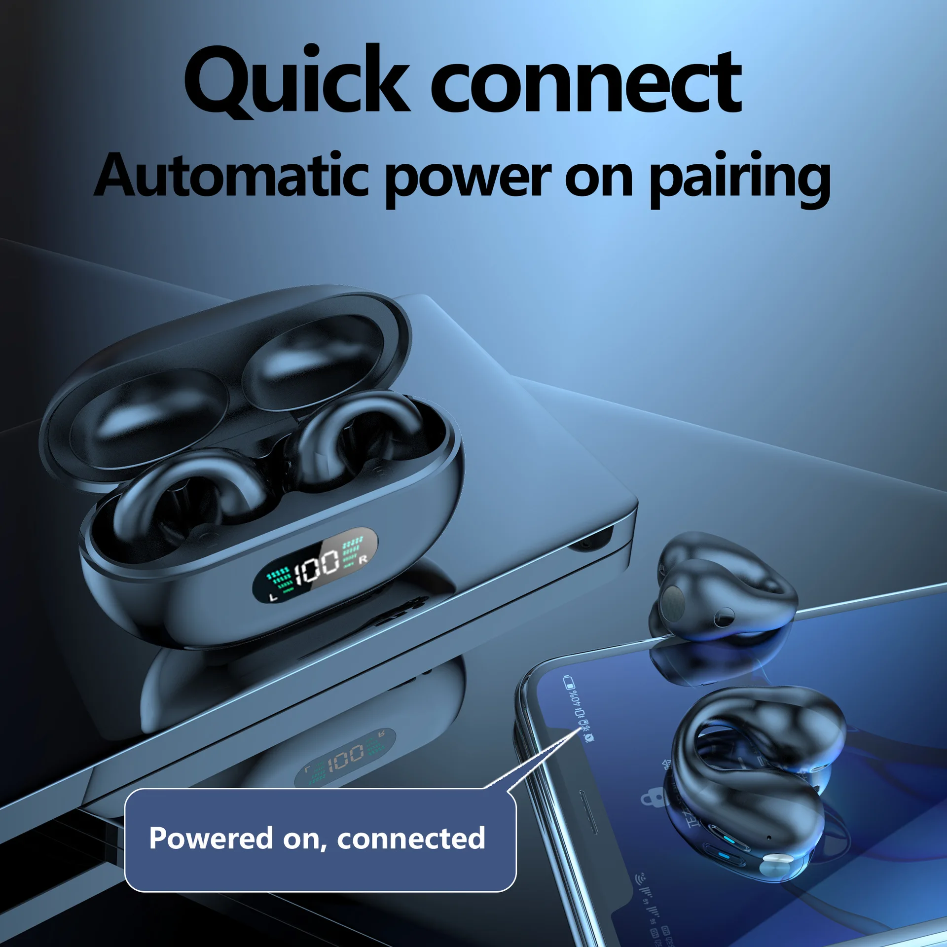 

New YYK-Q80 Bluetooth Headphones Sports Business Air Conduction Non-In-Ear Clip-on Headphones