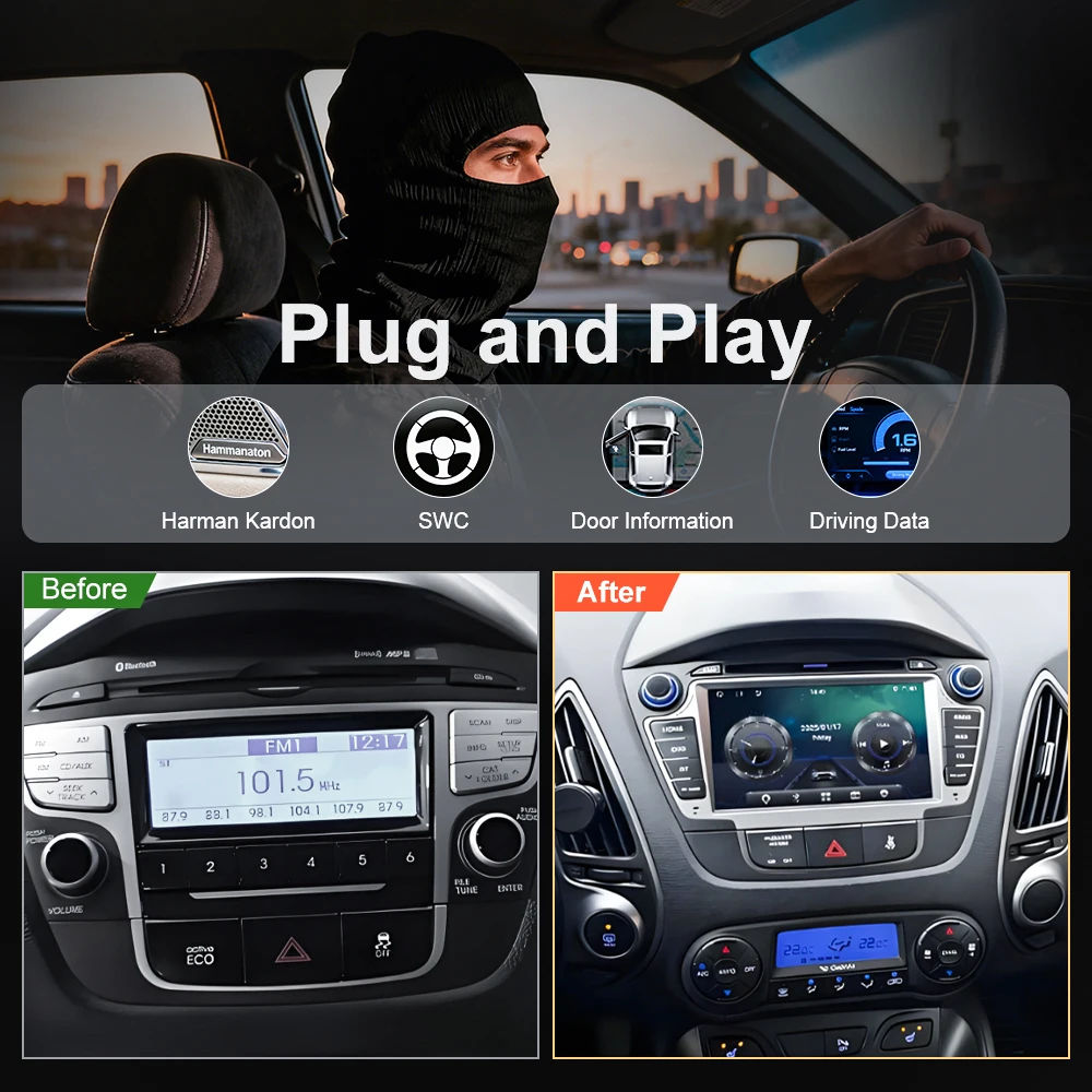 Фото Автомагнитола Android 16 для Hyundai IX35 Tucson 2 LM 2009-2015, мультимедийная система с Wi-Fi, Bluetooth, GPS-навигацией, без DVD, 2DIN №1