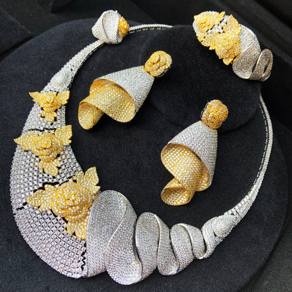 KellyBola Свадебные Элегантные 4 шт. большое ожерелье браслет серьги кольцо Ювелирные