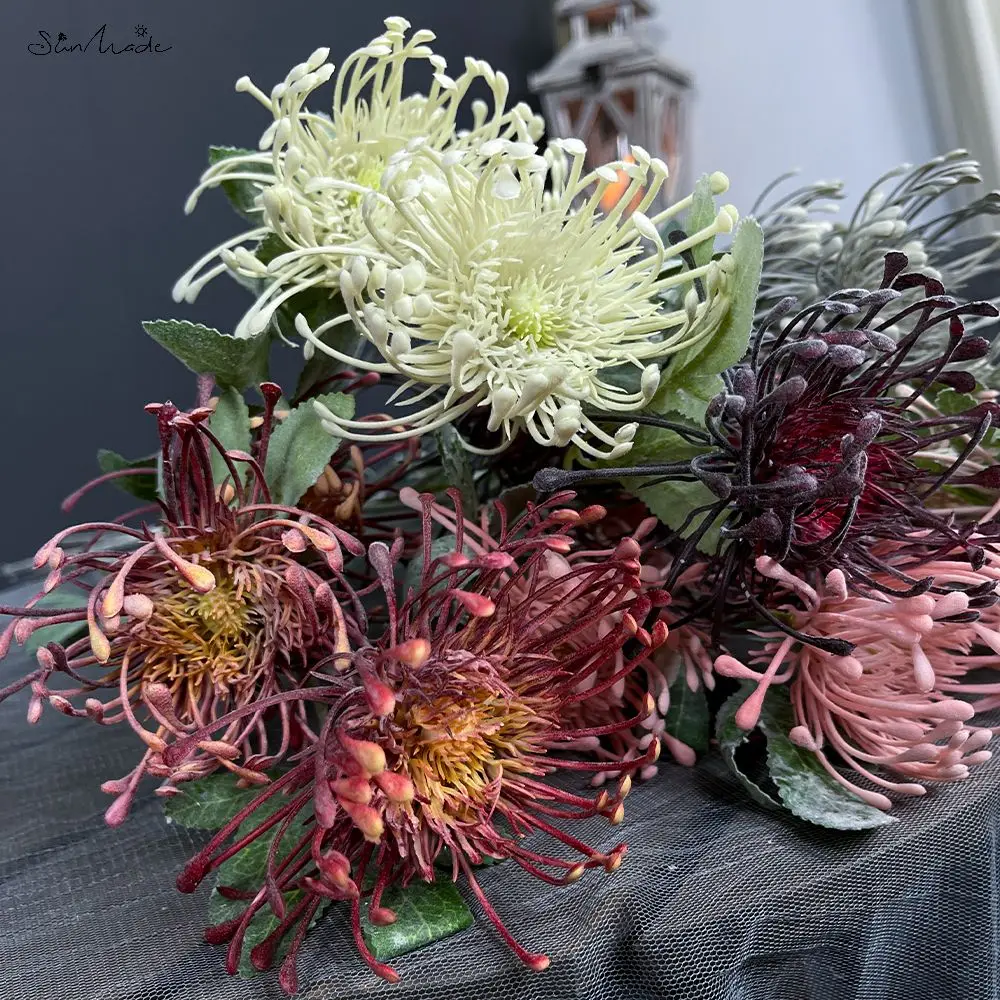 SunMade 3 головки/ветка Leucospermum искусственные цветы для украшения свадьбы