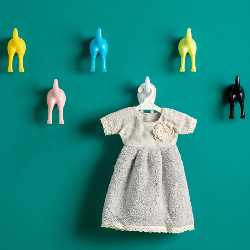 

1PC Nordic Wall Mounted Coat Hat Key Hanger Decoration Plastic Dog Tail Hooks Self Adhesive Storage Rack Novelty Home