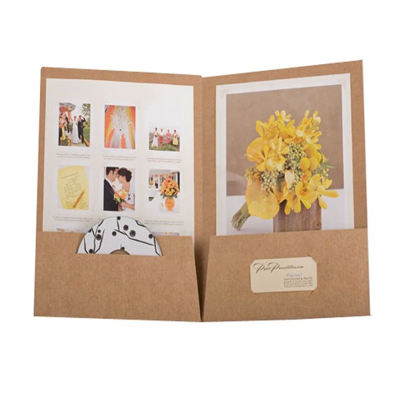 

custom logo printing cheaper 2 pocket kraft paper file presentation folder