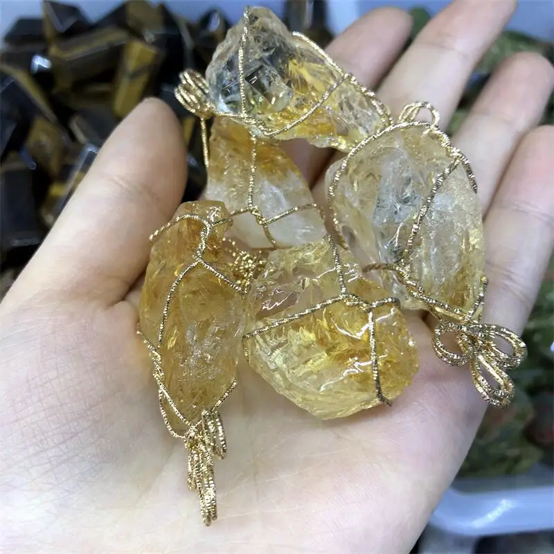 

Natural Stone Irregular Citrin Pendants Crystal Charms For DIY Jewelry Making Necklaces Bracelet 1pcs