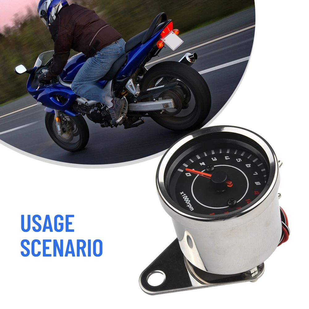 

Motorcycle Tachometer 6.5cm Diameter Stainless Steel Applicable To All Motorcycles LED Backlight 13K RPM Shift