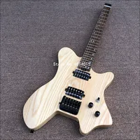 New 6-string headless electric guitar, portable travel guitar, ASH of ash, wood color, stainless steel wire, postage.