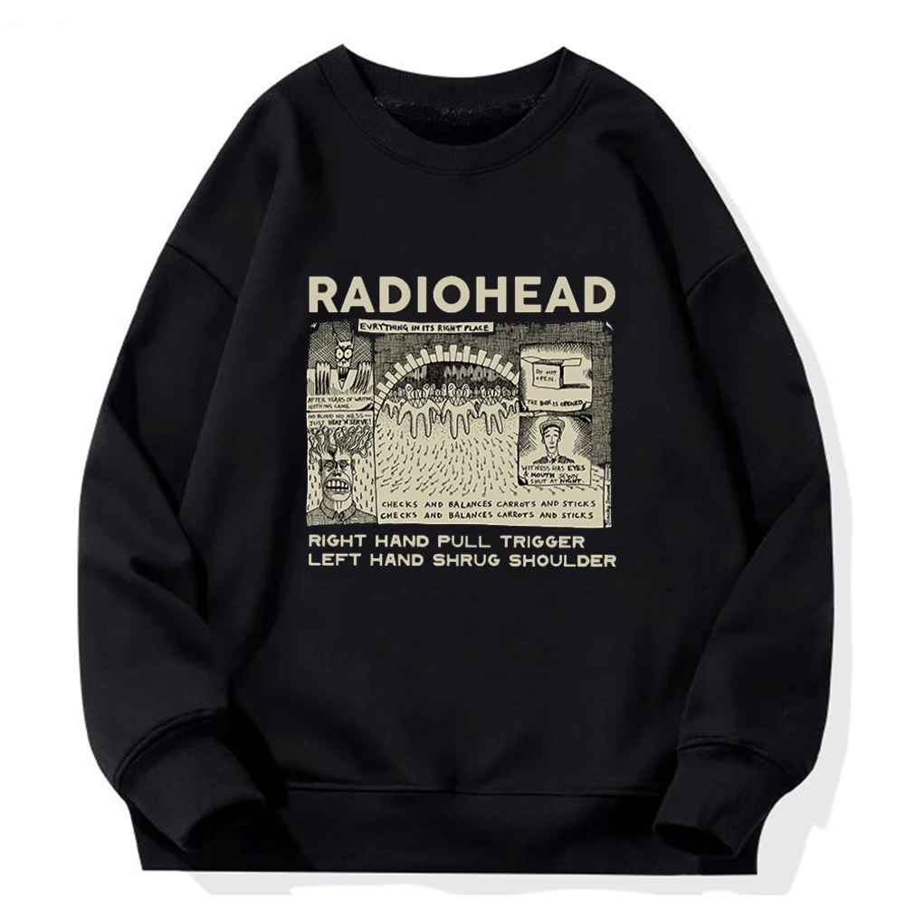 Radiohead Sweatshirt Rock Band Vintage Hip Hop Men/Women Hoodies Unisex Music Fans Print Long Sleeve Pullovers Graphic Clothes