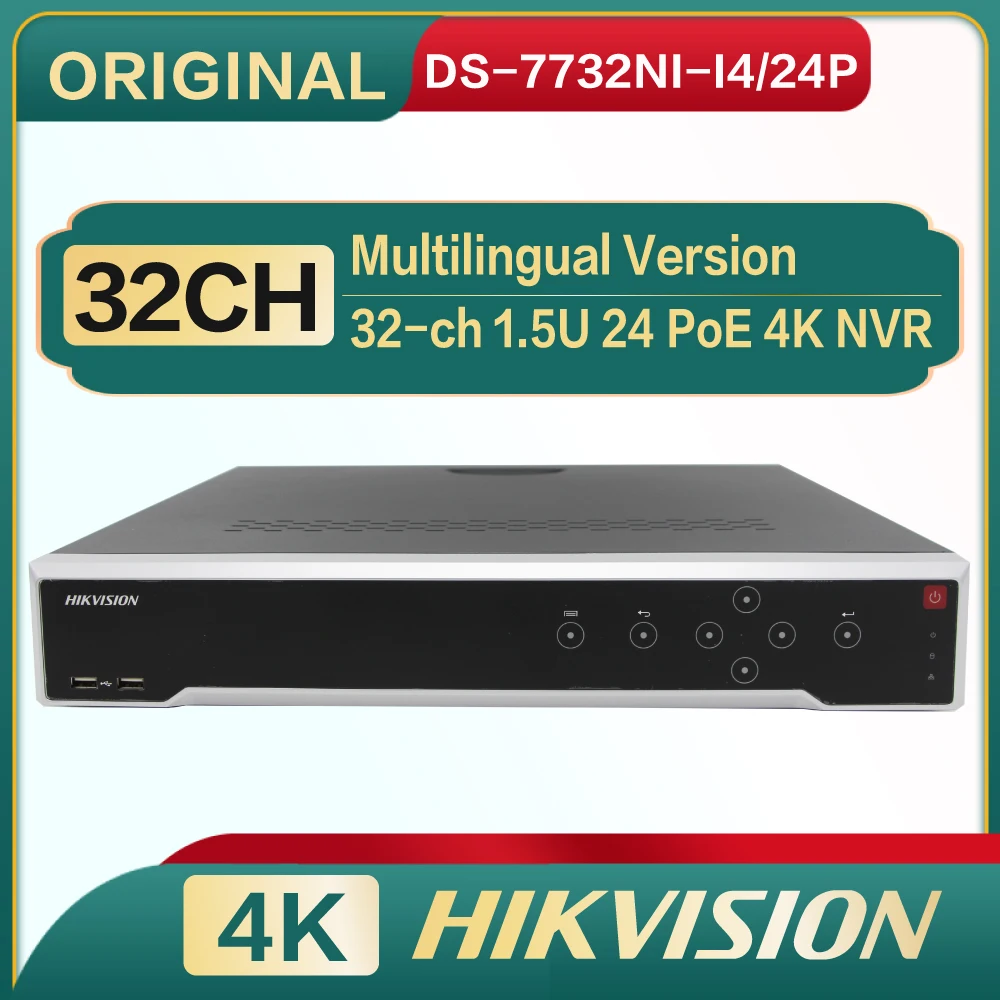 

Hikvision DS-7732NI-I4/24P NVR 32ch 24 POE Ports 4 SATA Network Video Recorder for IP Camera