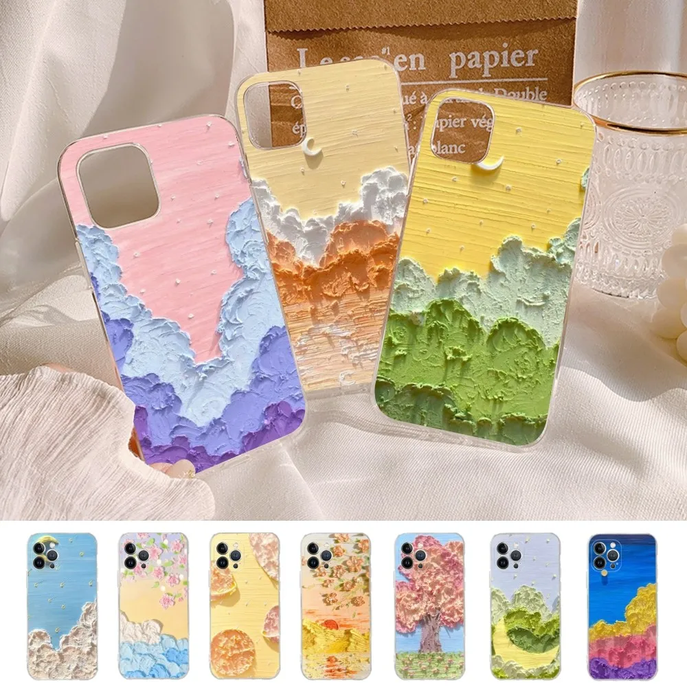 

film oil painting Phone Case For iPhone 15 14 13 12 11 Pro Max XS X XR SE 2020 6 7 8 Plus Mini Protective Shell