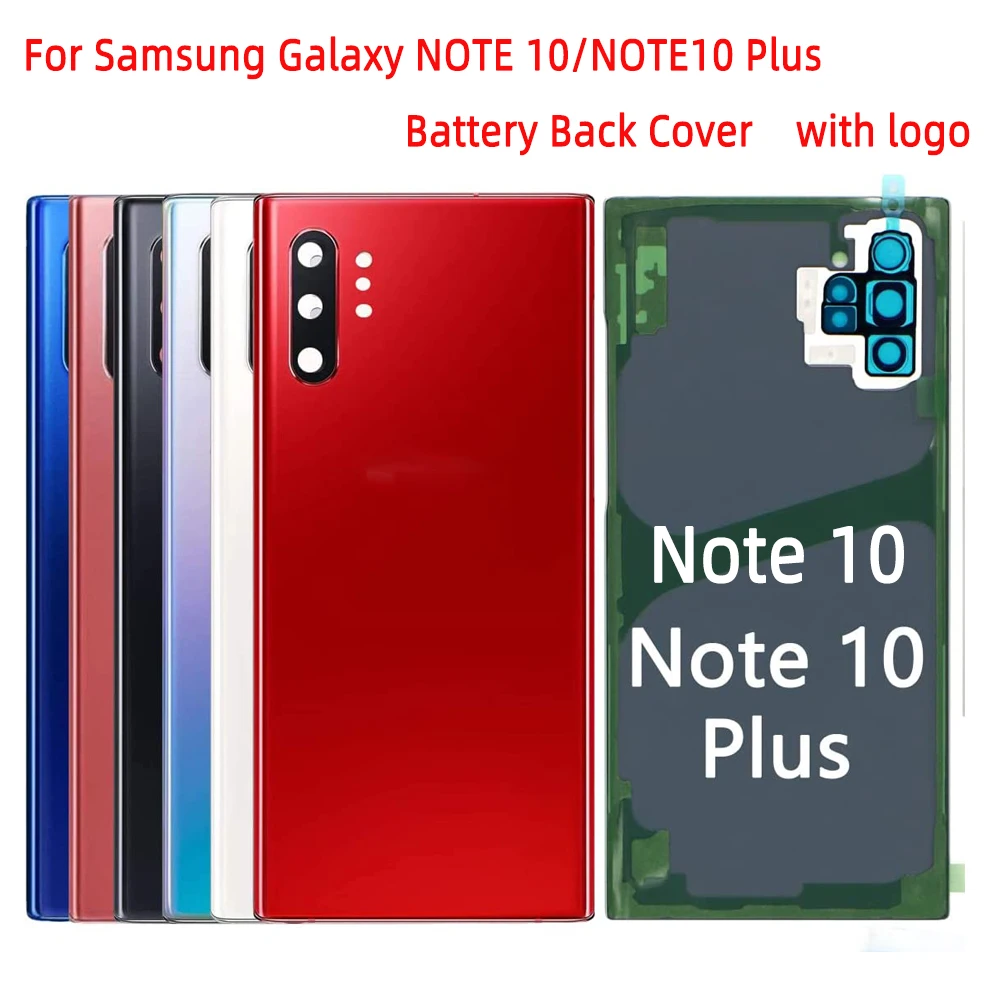 For Samsung Galaxy NOTE 10 N970 NOTE10 Plus N975 N975F Housing Glass Case Battery Back Cover + Adhesive Sticker + Logo