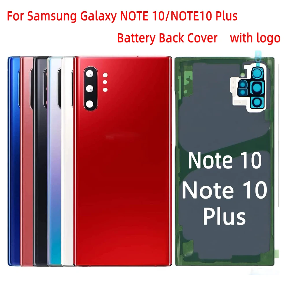 Стеклянный корпус для Samsung Galaxy NOTE 10 N970 NOTE10 Plus N975 N975F задняя крышка батарейного отсека + клейкая наклейка + логотип