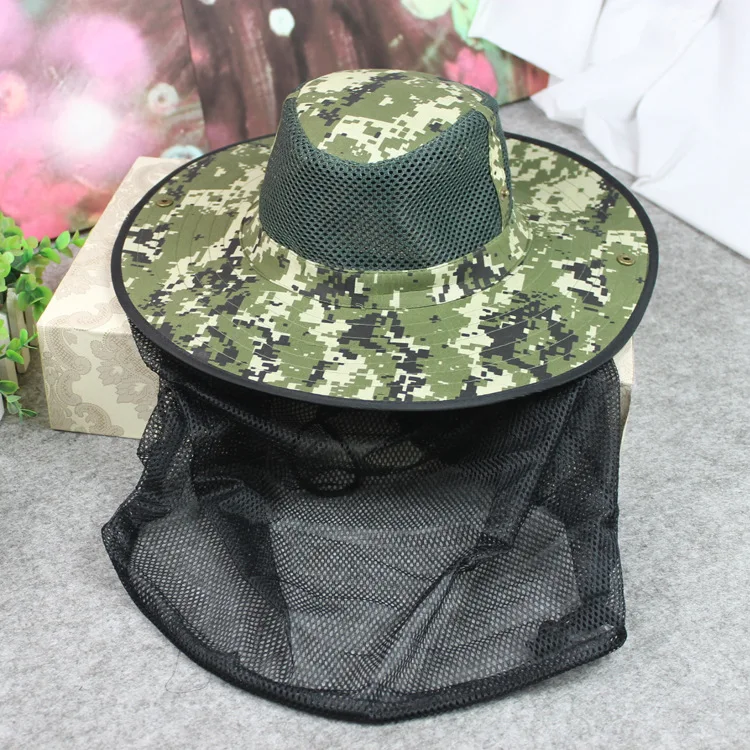 

Camo Beekeeping Hat Head Face Protection Veil Mask Hat Bee Bug Insect Anti-mosquito Safety Prevention Head Net