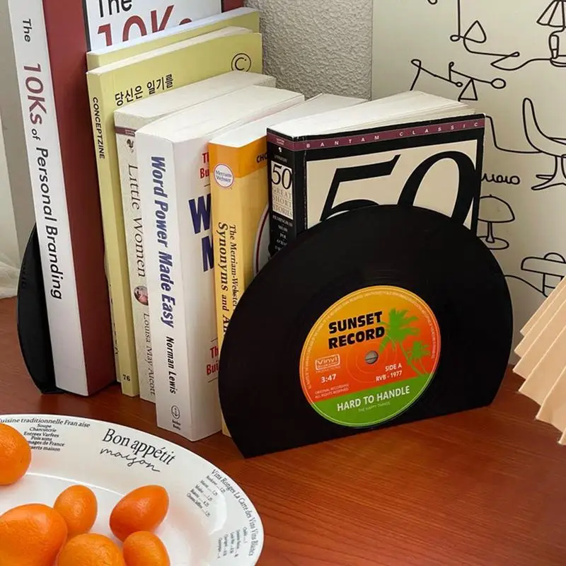 

New 1 Pair Arrival ABS Vinyl CD Bookends Creative Record Bookstand Desktop Decoration Rubbie Vintage Partition Bookcase