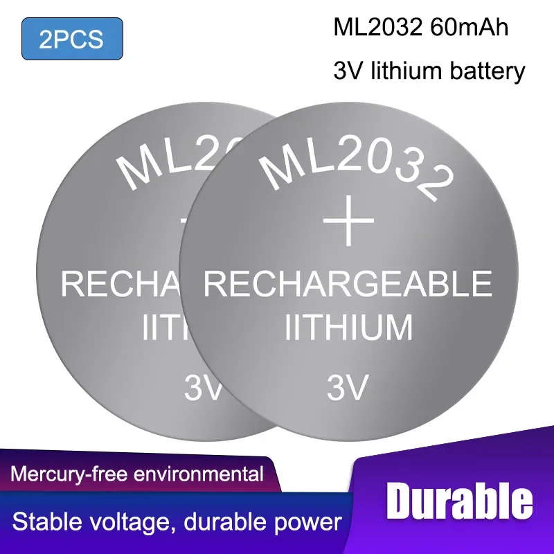 

2023New 2PCS New Original ML2032 3v ricaricabile delle cellule del tasto batteria al litio batterie a bottone (ml2032)