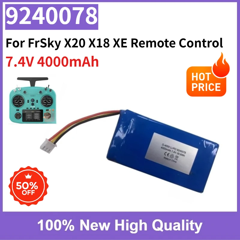 Фото Новая высококачественная литиевая батарея 9240078 2S 7.4V 4000mAh для пультов дистанционного управления FrSky X20 X18 XE №1