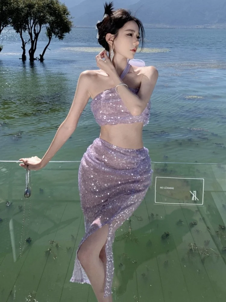 Женский летний костюм ZHANGKUNLIN фиолетовый