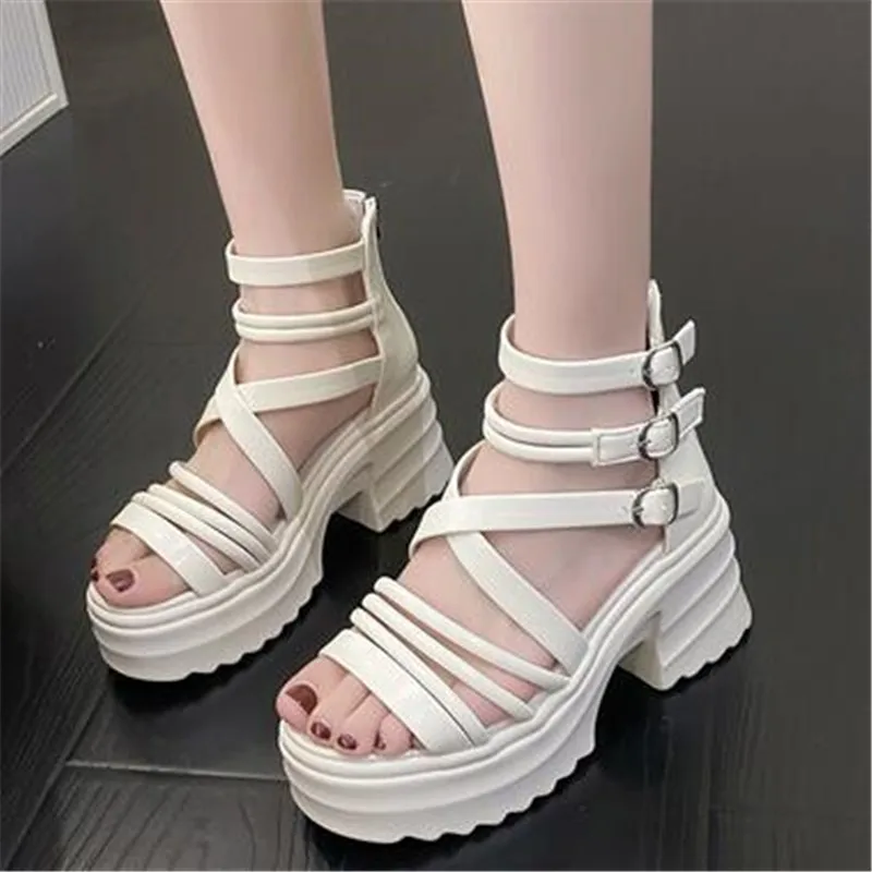 Women's Fashion Ankle Strap Wedges Sandals Platform Chunky Heel Sandals for Women 2023 Summer Thick Bottom Gladiator Shoes Woman