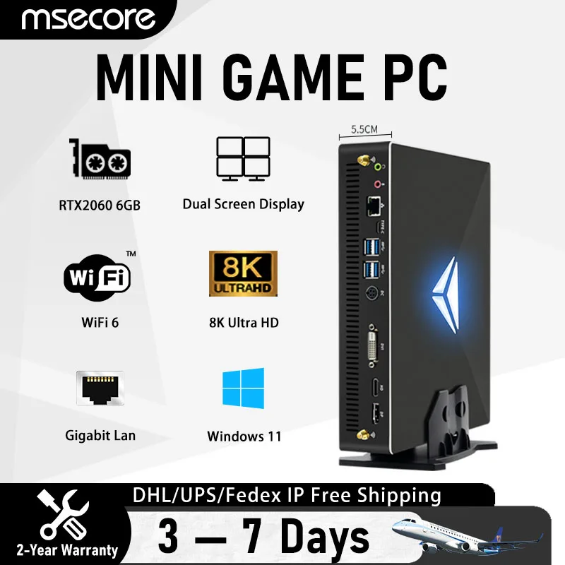 MSECORE MV200 Intel Core i5-9600KF RTX2060 Dedicated Card Mini PC Windows 11 Gaming Desktop Computer Linux NVME 4K Wifi6 BT5.1