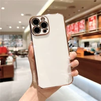 luxury gold plated case for iphone 13 pro max 12 8 plus 7 xr xs x silicone lens camera protection cover for iphone 11 se 2020