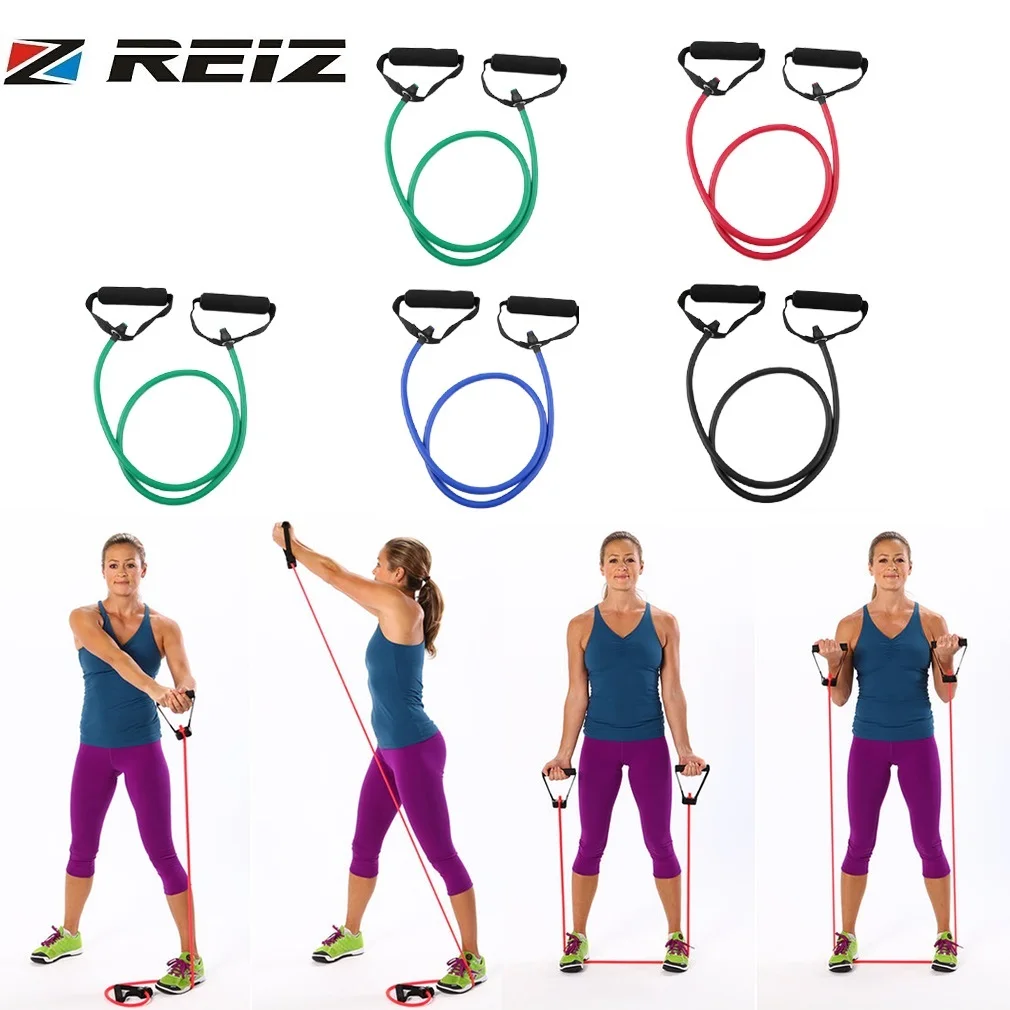 

REIZ Rubber Latex Fitness Resistance Band Rope Tube Elastic Exercise for Yoga Pilates 2017 Workout Home Based Strength Training