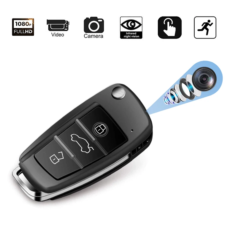 

HD 1080P Car Key Chain Mini Camera IR Night Vision Motion Detection Indoor Outdoor Nanny Cam Mini Camcorder for Home Office