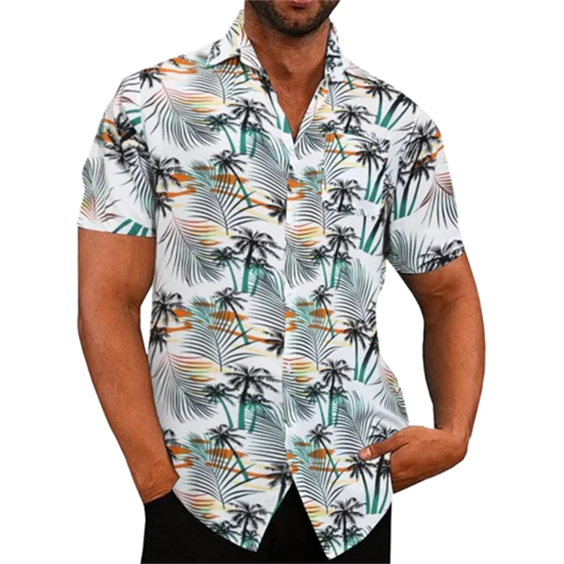 Фото Летняя мода для мужчин гавайская рубашка с принтом кокосовой пальмы пляжные