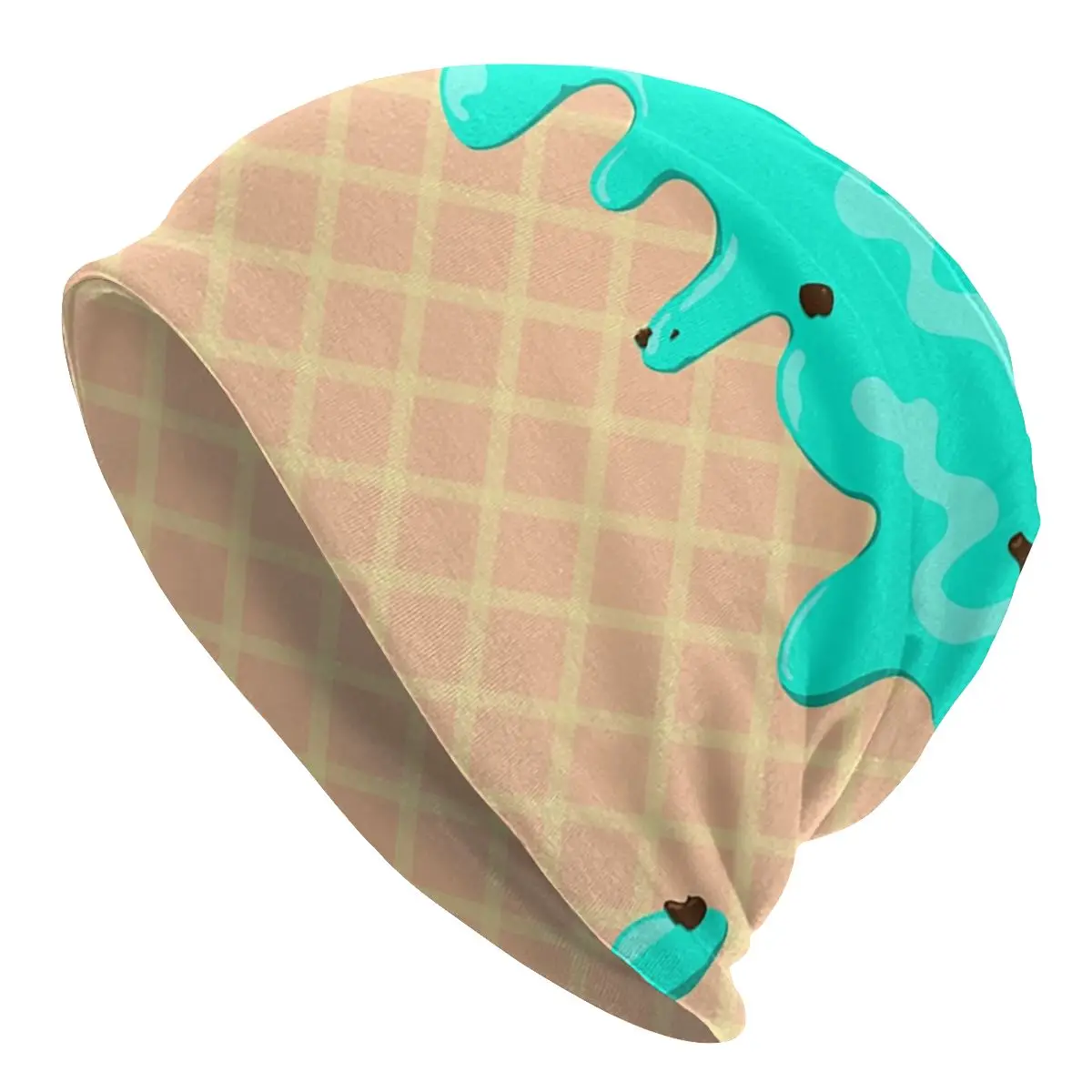 

Melting Ice Cream Chocolate Mint Bonnet Homme Hip Hop Knitted Hat For Men Women Warm Winter Waffle Pattern Beanies Caps