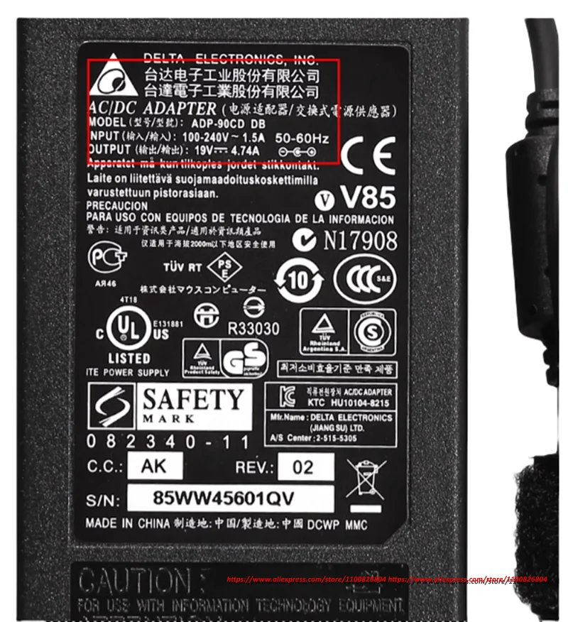 Фото Оригинальный адаптер переменного тока Delta ADP-90CD DB 19 В, 4,74 А, 90 Вт для зарядного устройства для ноутбука Hasee LuvBook F511 A40L K470N K480N K570C K610D Q480S U55 №3