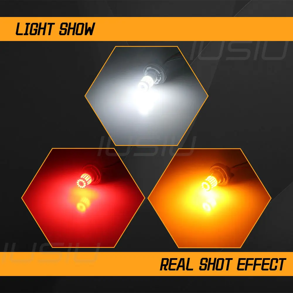 Фото Керамическая Светодиодная лампа IUSIU 1x 57SMD P21W 1157 BAU15S PY21W R5W R10W 1156 BA15S BAY15D P21/5W, стоп-сигнал заднего хода, Автомобильные фары №5