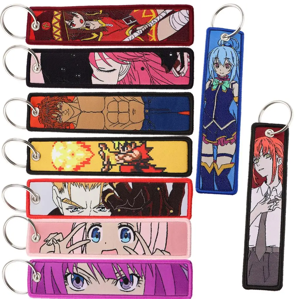 Street Fighter Anime Key Tag Cute Embroidery Key Ring For Motorcycles Cars Bag Backpack Chaveiro Embroidery Key Fobs Gifts