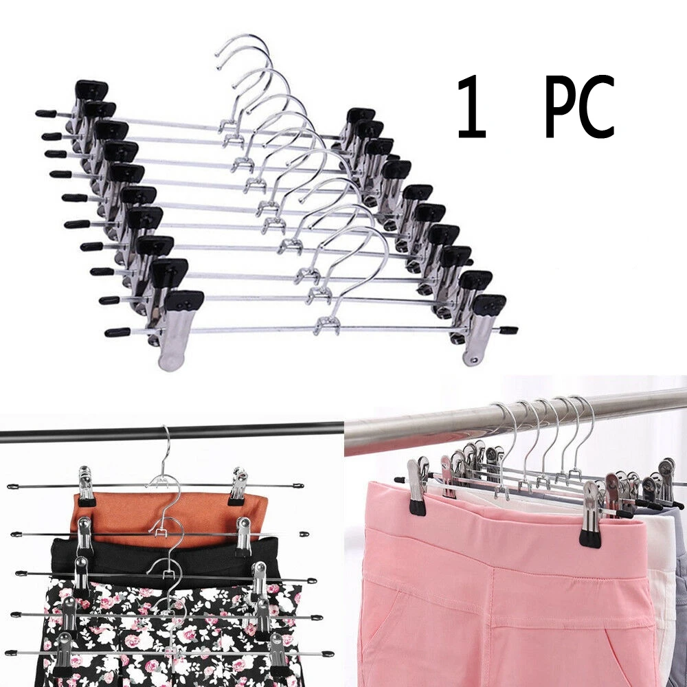 

1 шт. Нескользящие вешалки для брюк из нержавеющей стали вешалки для брюк зажим для юбки сушилки стойка для брюк с 2 регулируемыми зажимами
